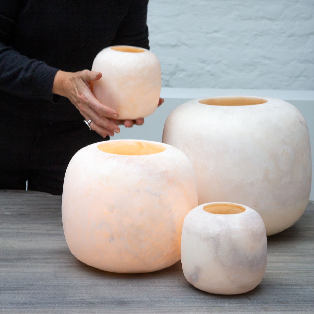 Alabaster Theelichthouder Curra Xtra Large