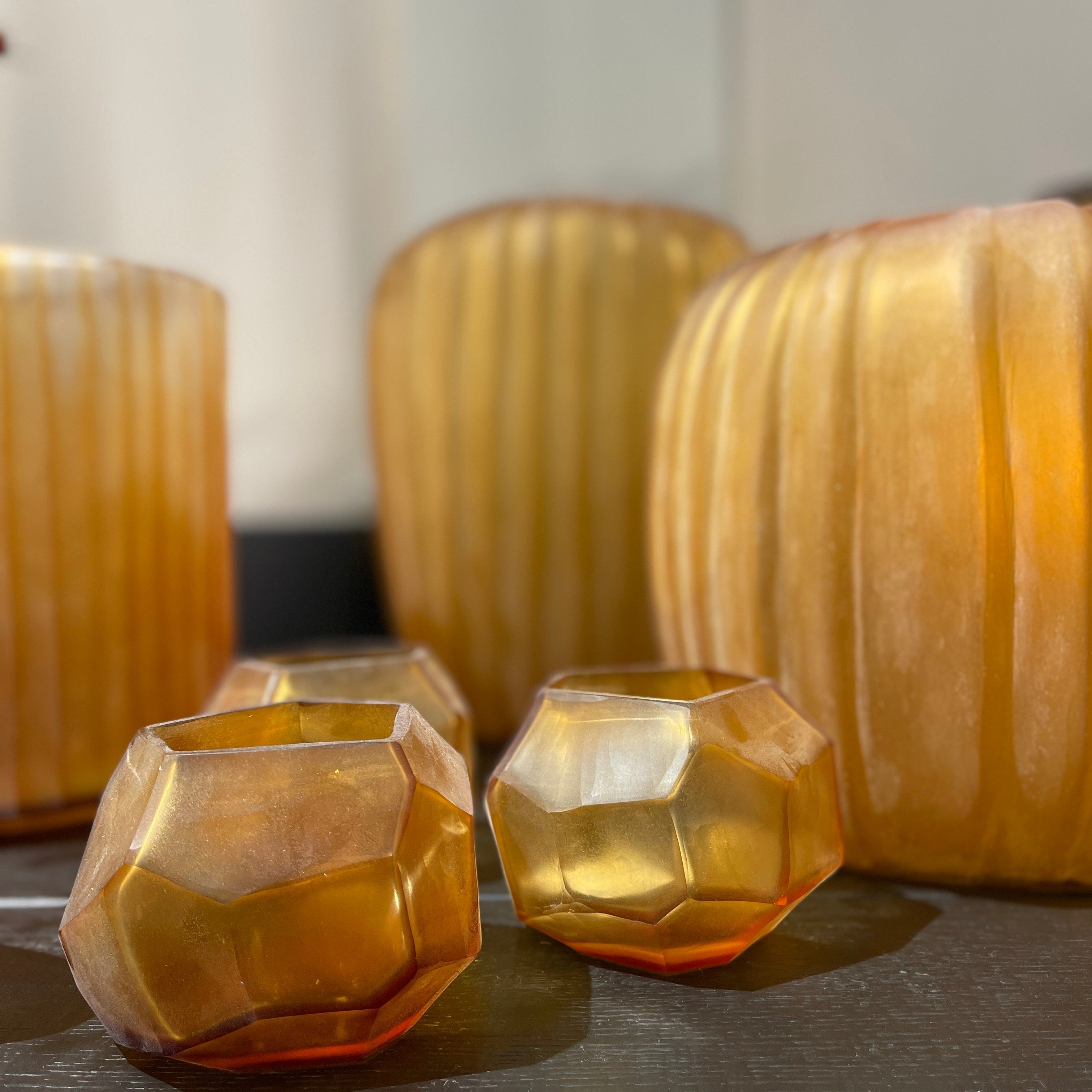 GUAXS Vaas Cubistic Clear/Gold - Theelicht