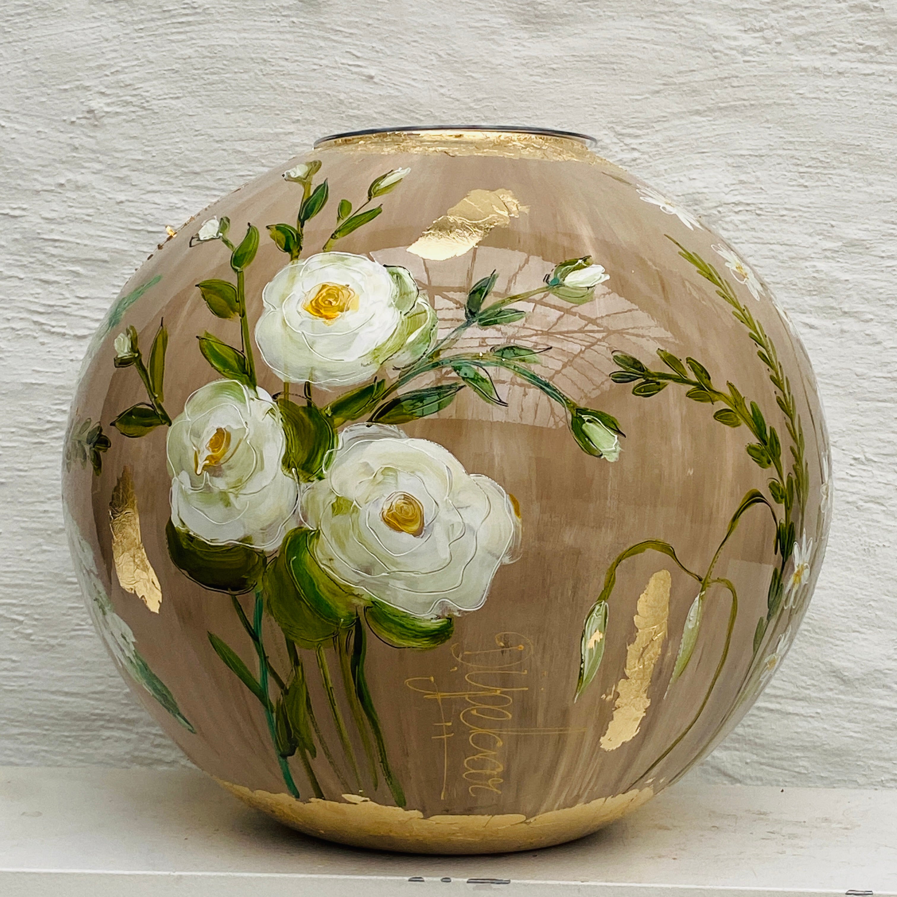 Doortje IJpelaar vase en verre peint à la main ÉDITION LIMITÉE "Naturel" DE BORGHT EXCLUSIVE