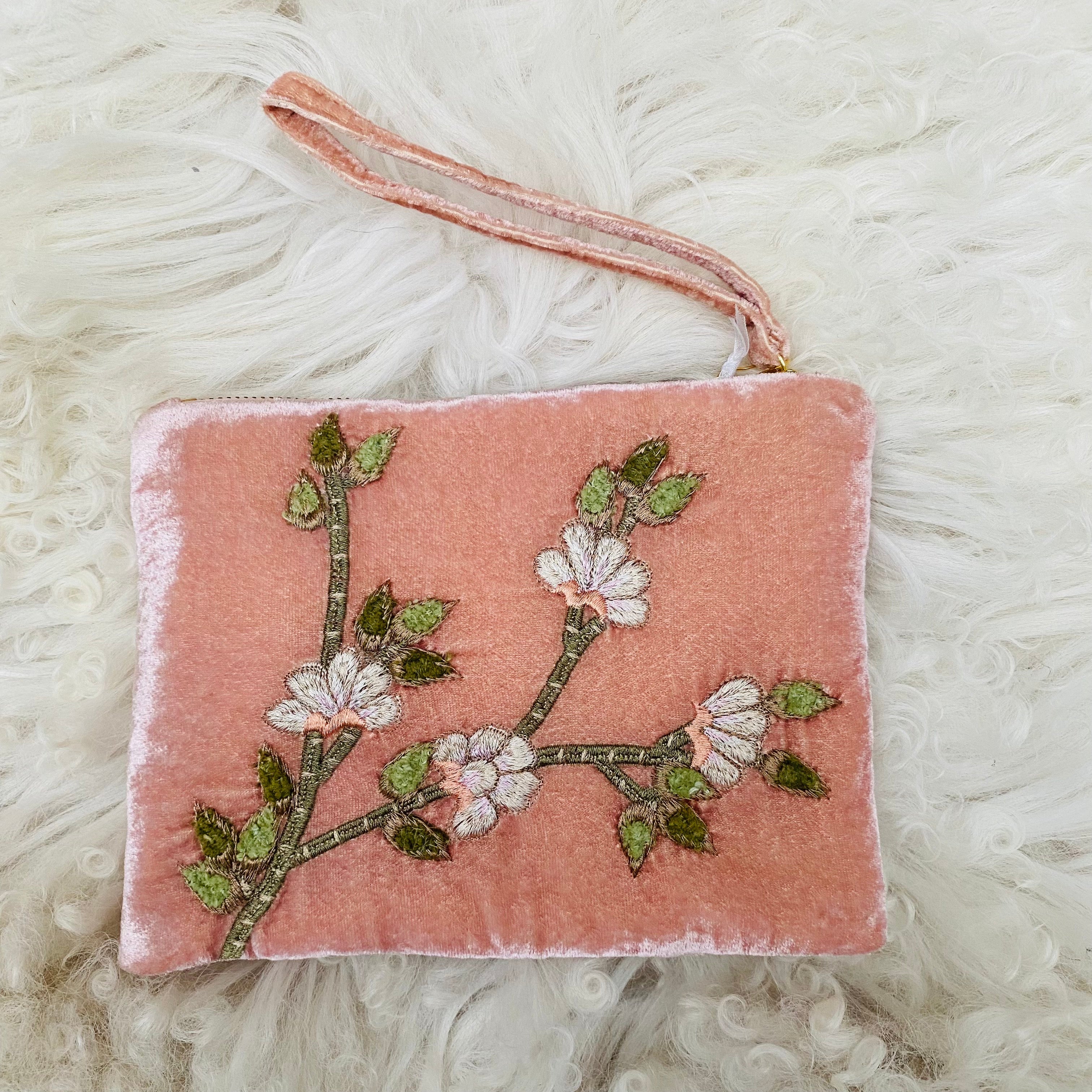 Anke Drechsel Pochette zippée brodée à la main - Tuileries rose quartz/nouvelle couleur