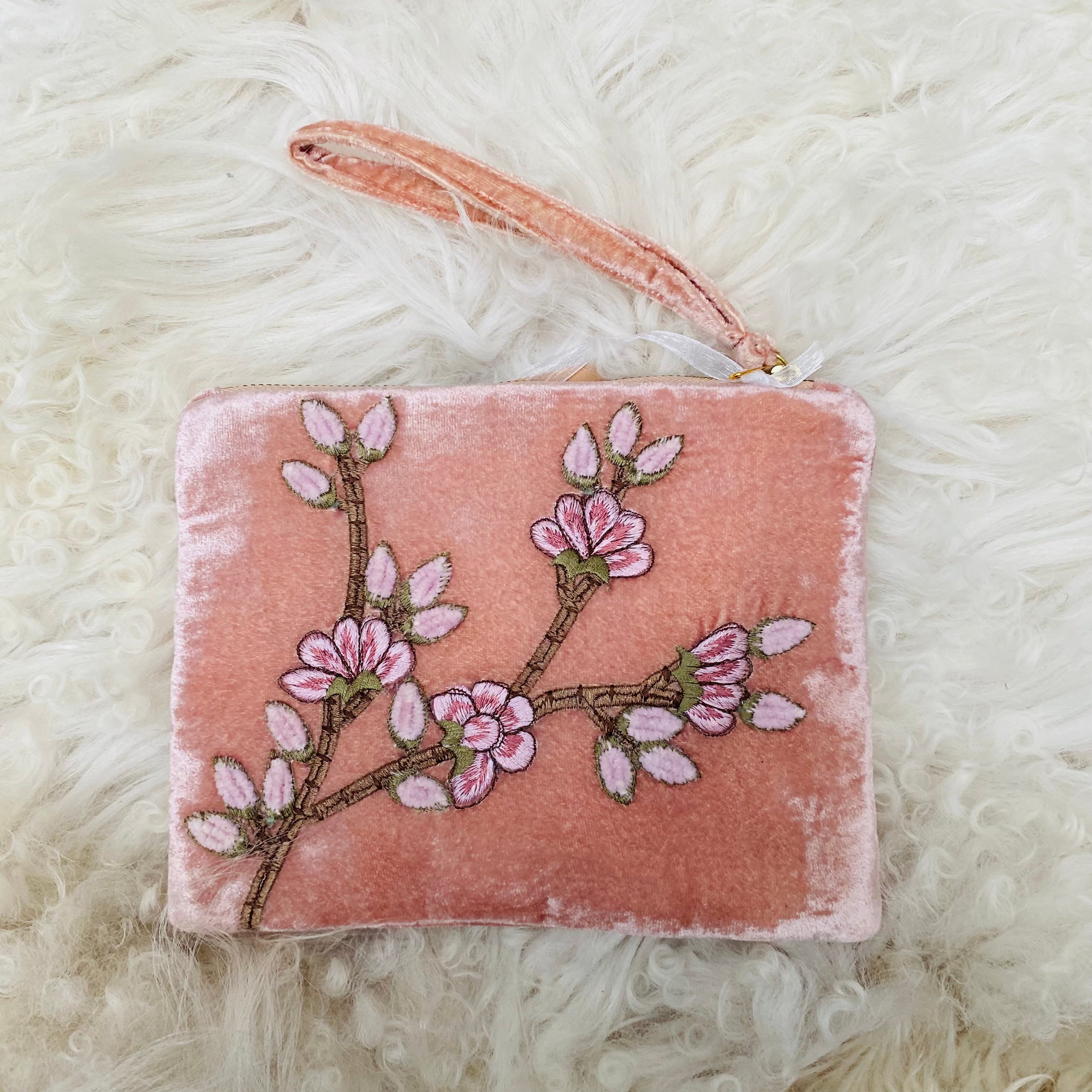Anke Drechsel Pochette zippée brodée main - Tuileries rose quartz