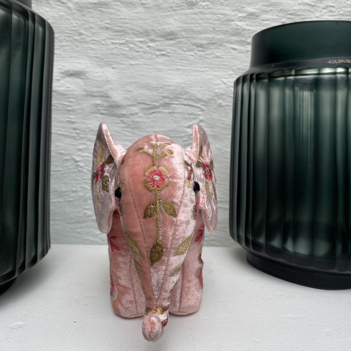 Anke Drechsel Mini Éléphant brodé main - New Liza Old Rose