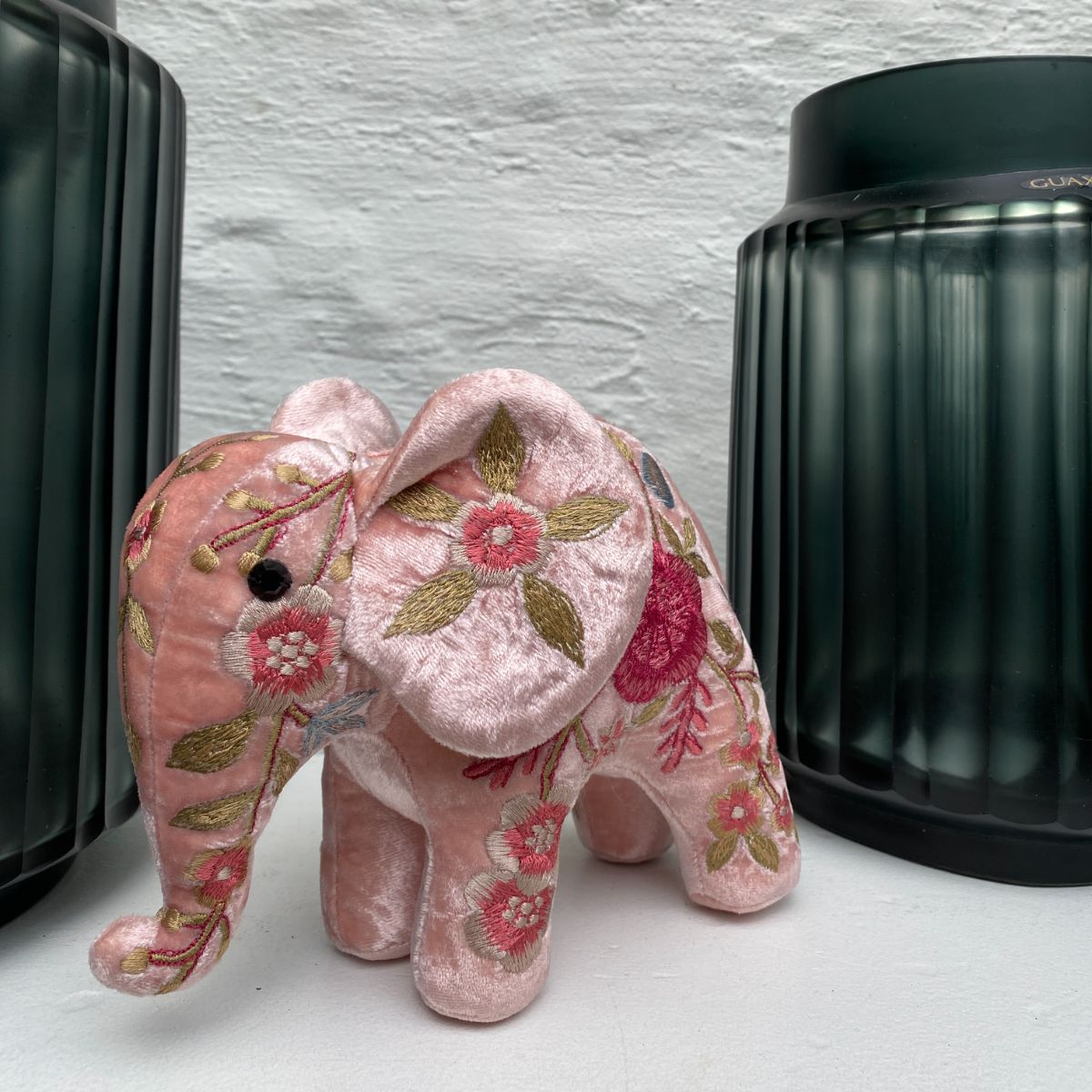Anke Drechsel Mini Éléphant brodé main - New Liza Old Rose