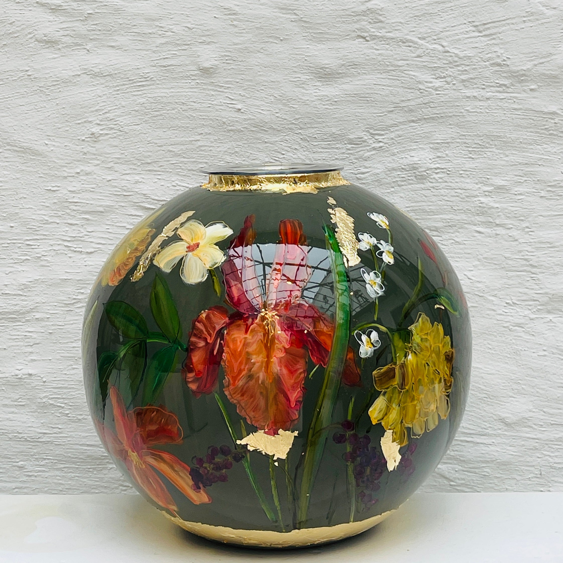 Doortje IJpelaar vase en verre peint à la main ÉDITION LIMITÉE "Autumn Green" EXCLUSIVITÉ DE BORGHT