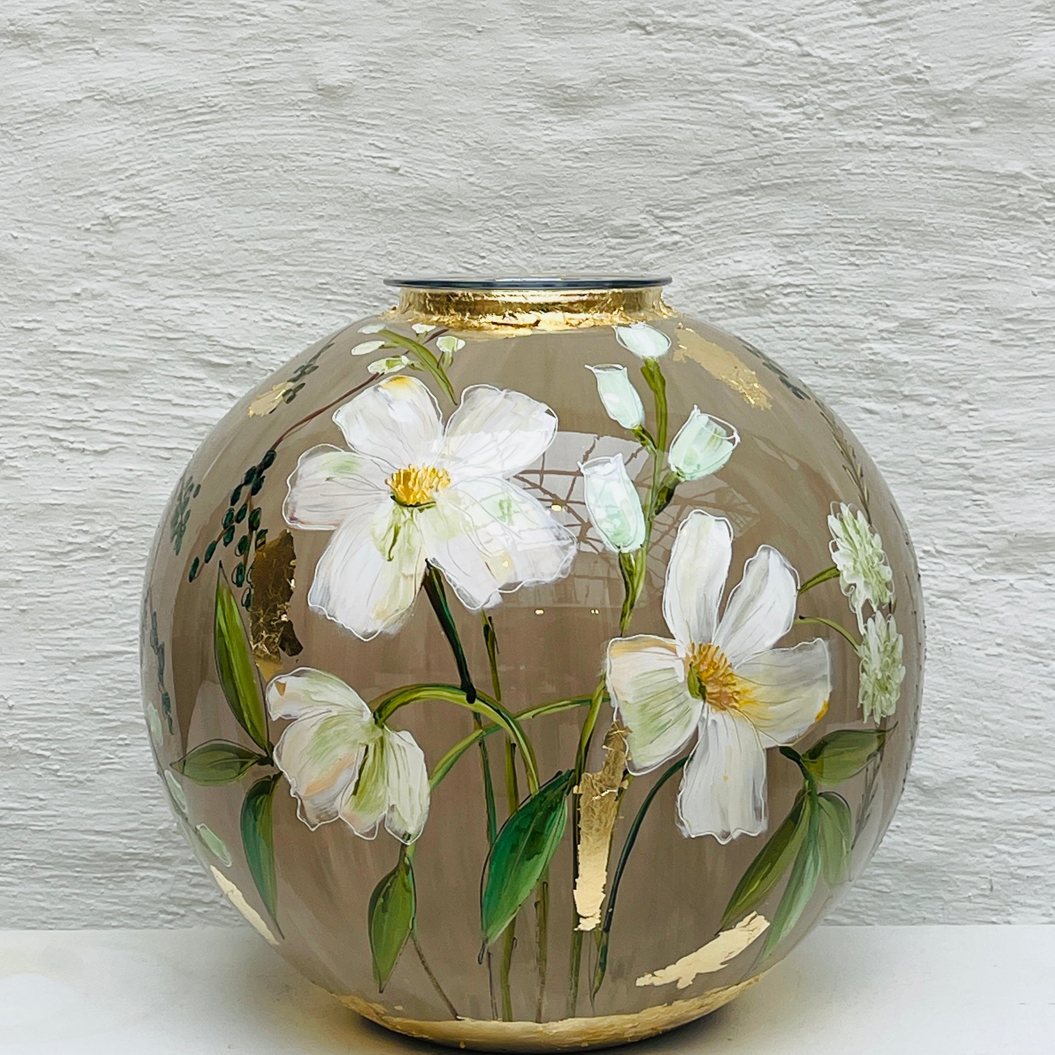 Doortje IJpelaar vase en verre peinte à la main ÉDITION LIMITÉE "Romantic White" EXCLUSIVITÉ DE BORGHT