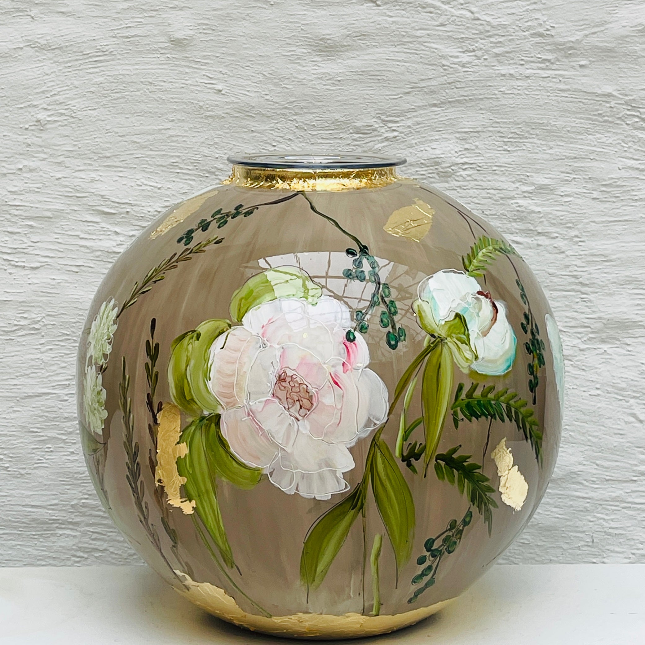 Doortje IJpelaar vase en verre peinte à la main ÉDITION LIMITÉE "Romantic White" EXCLUSIVITÉ DE BORGHT