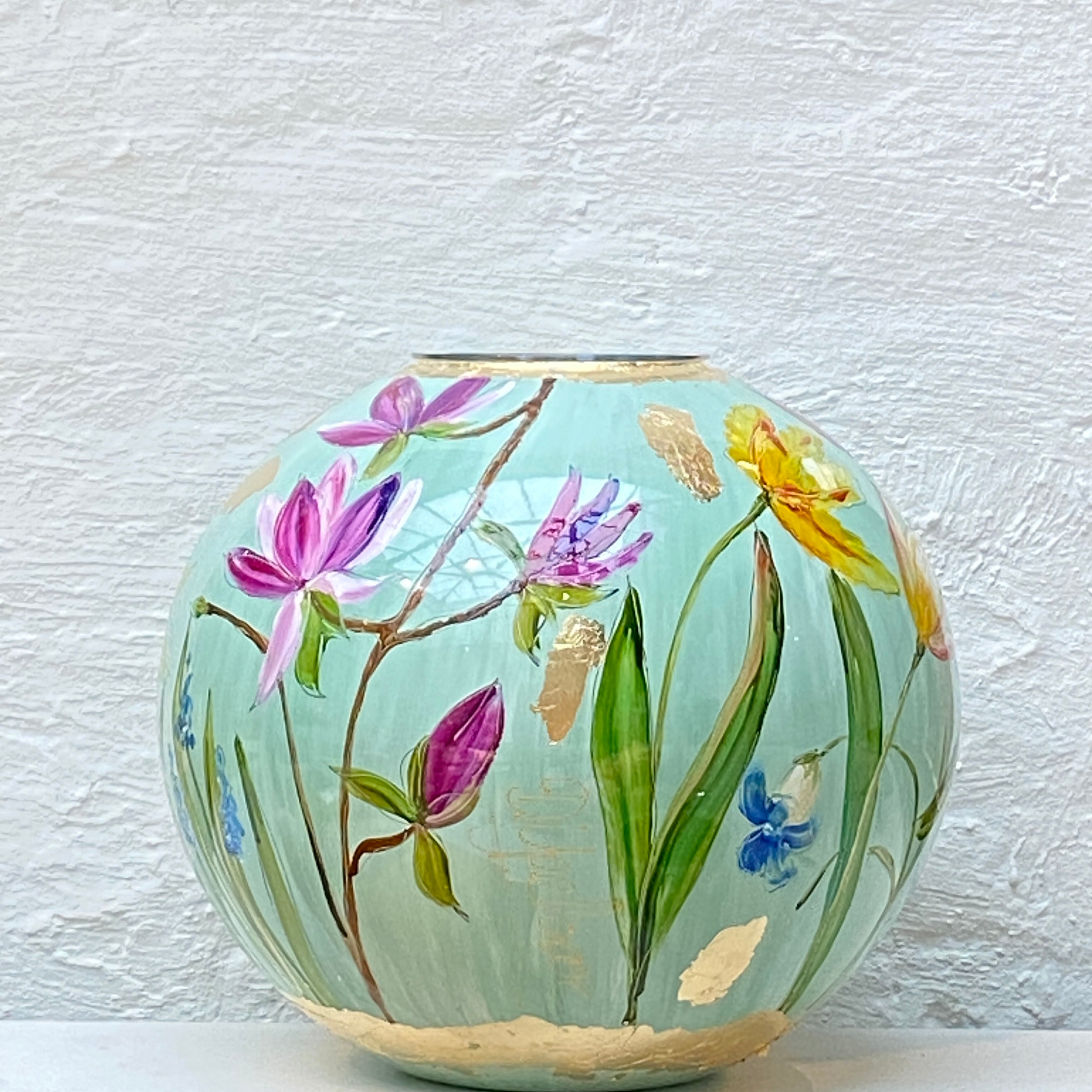 Doortje IJpelaar vase en verre peint à la main ÉDITION LIMITÉE "Pistache Spring" DE BORGHT EXCLUSIVE