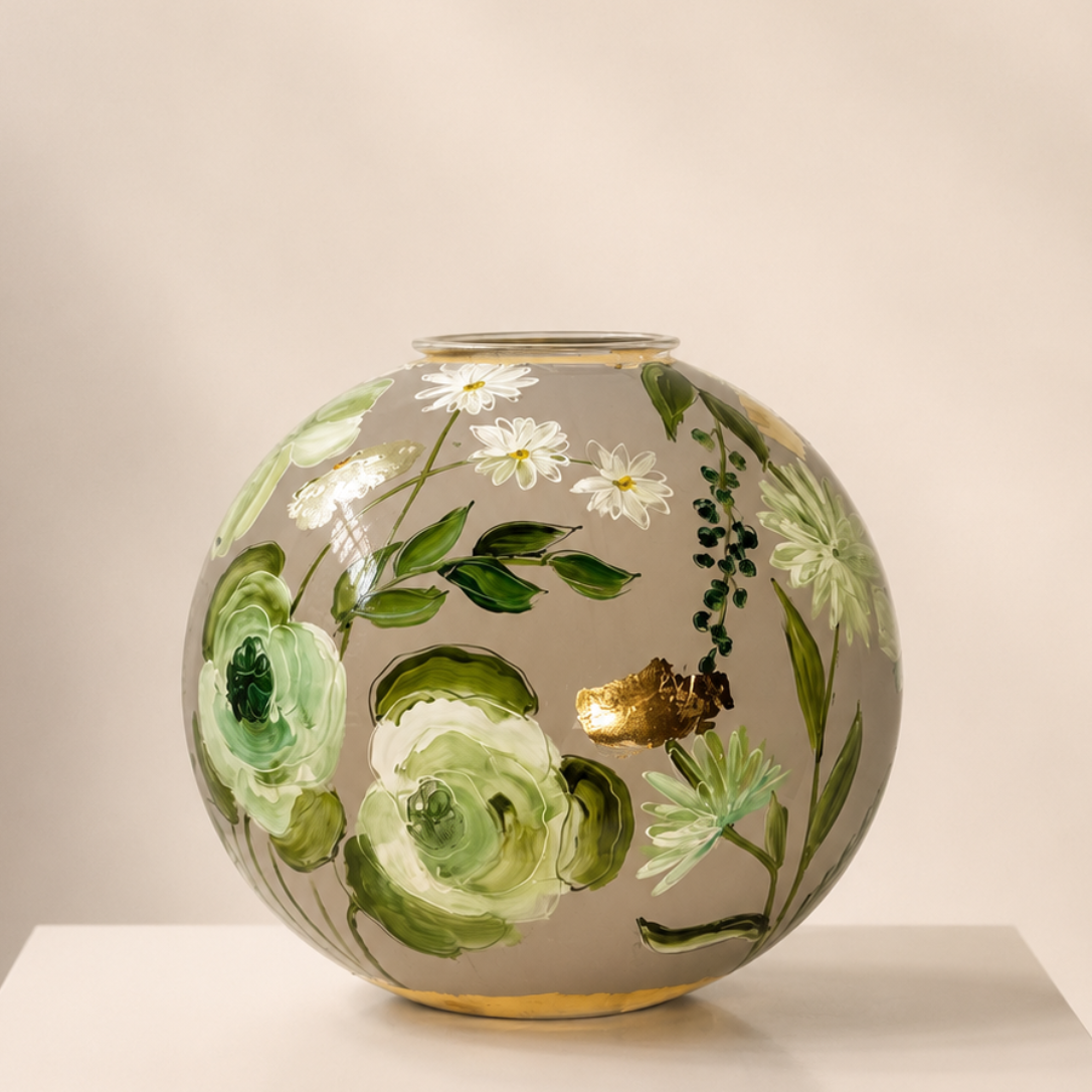 Doortje IJpelaar handgeschilderde glazen BABY vaas "Petite Beige" DE BORGHT EXCLUSIVE