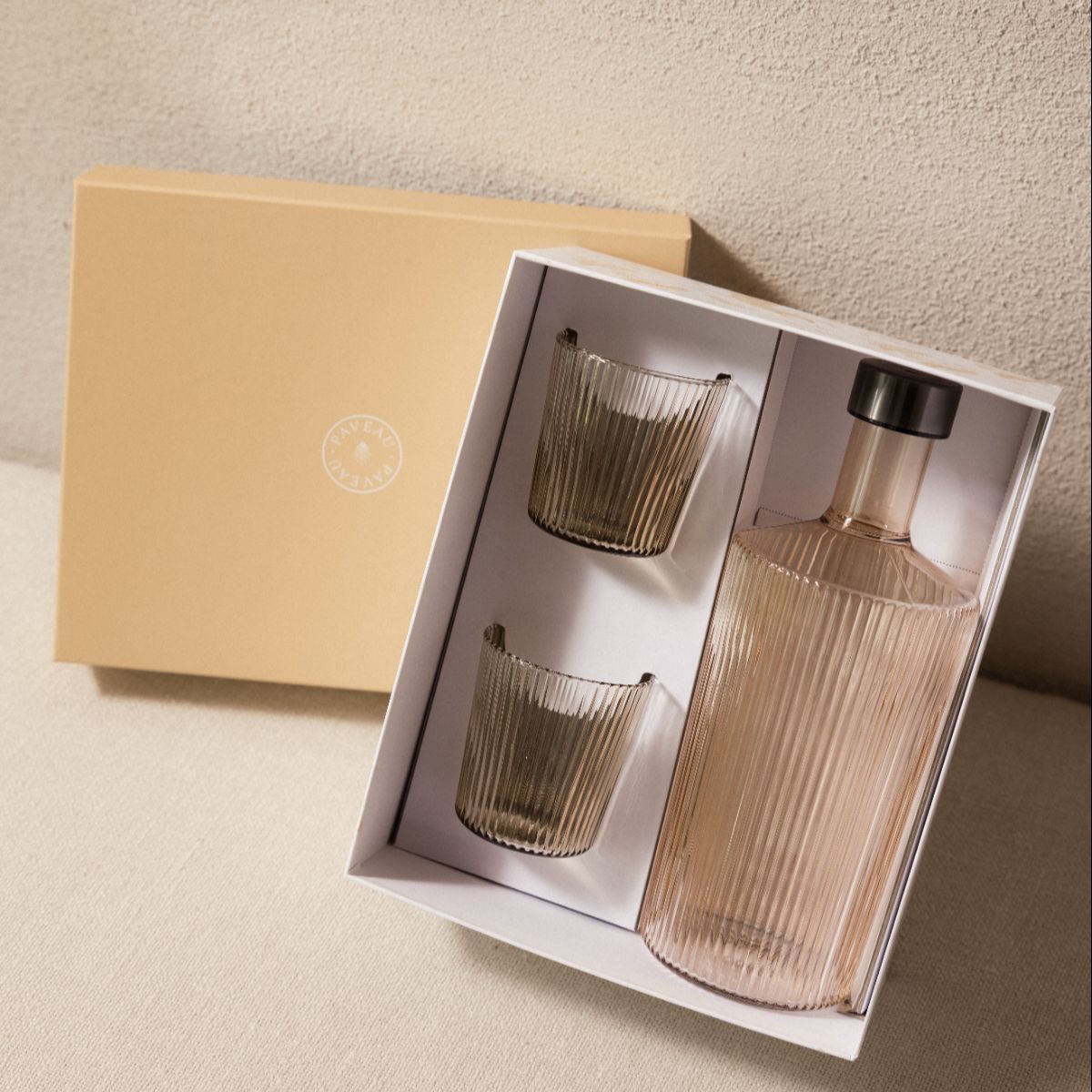 Paveau Geschenkset waterfles met 2 glazen - Bells