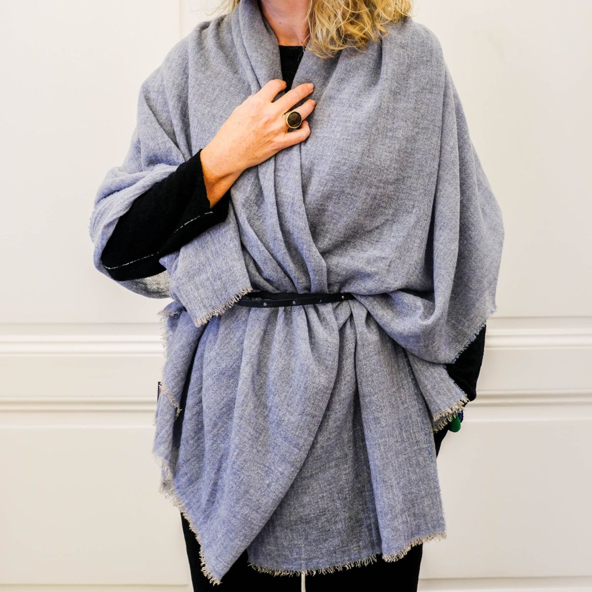 Oyuna plaid ESRA Finely Kasjmier blauw