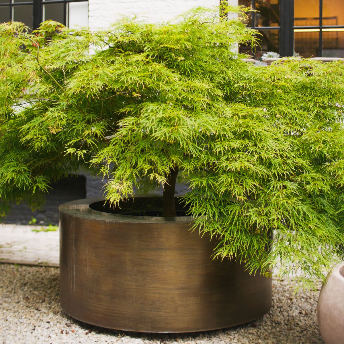Brass Round Weathered Planters