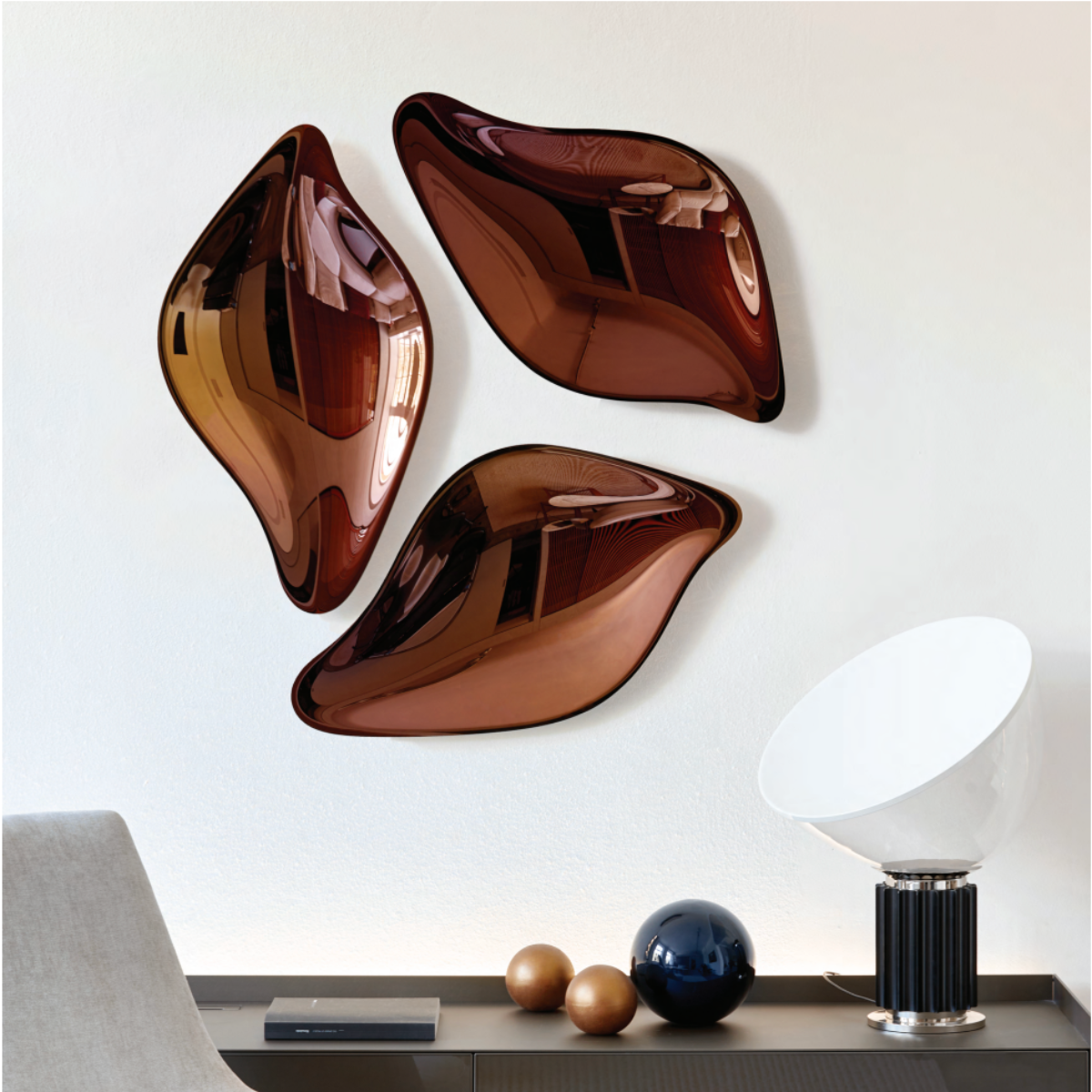 Flow - objet décoratif en verre, titane
