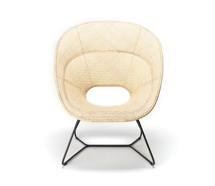 Feelgood designs Tornaux lounge & footstool zwarte frame/rattan peel natural Indoor