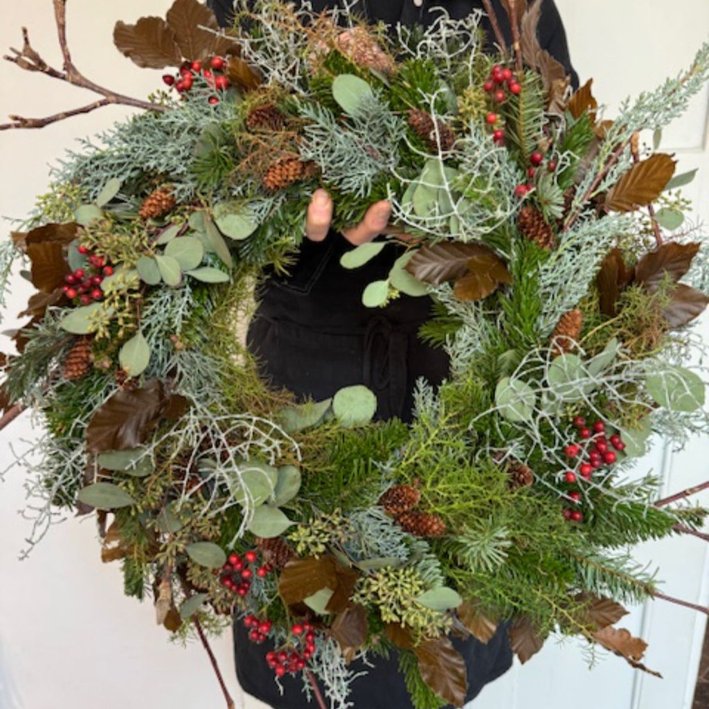 Natuurlijke Kerstkrans rood - Ø 50cm