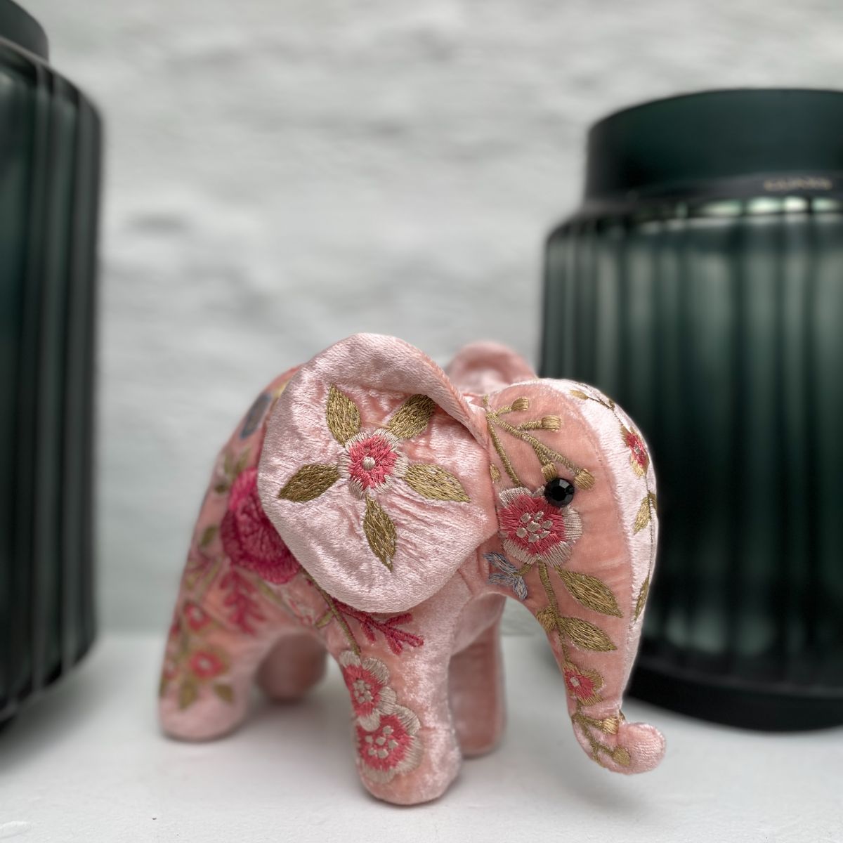 Anke Drechsel Mini Éléphant brodé main - New Liza Old Rose