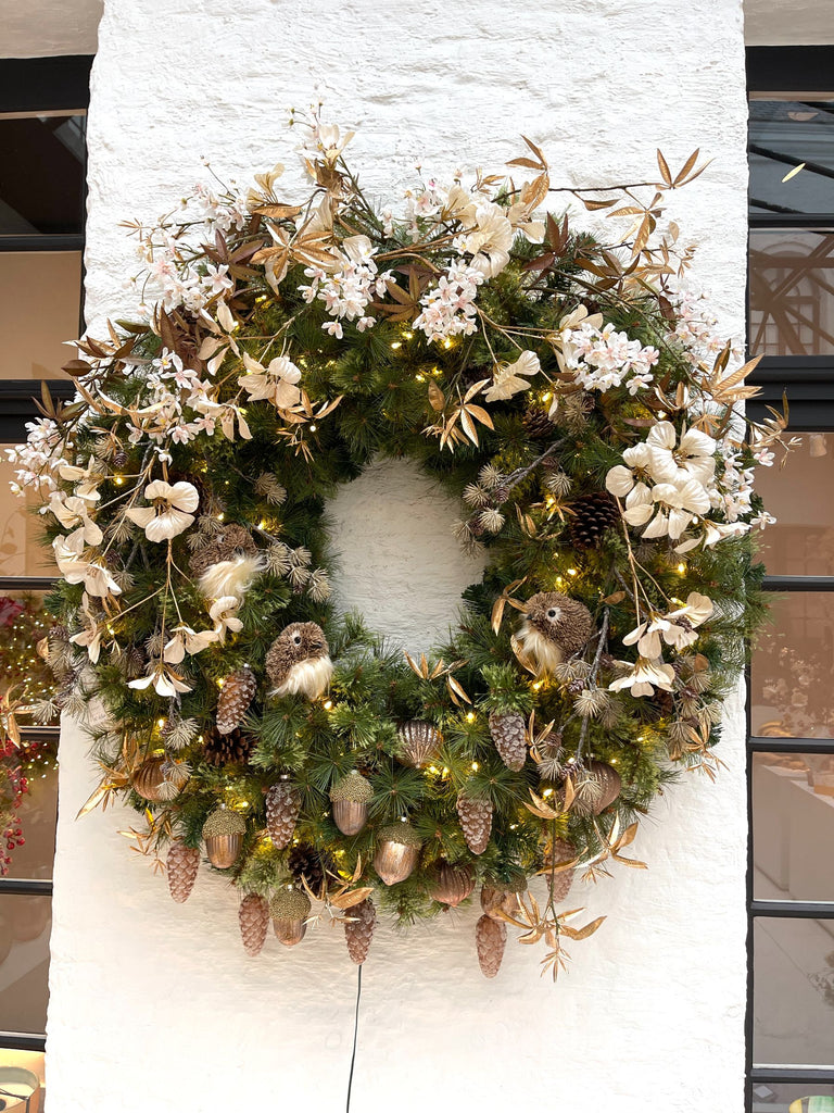 Groene kerstkrans XL met bronzen accenten - Ø122cm