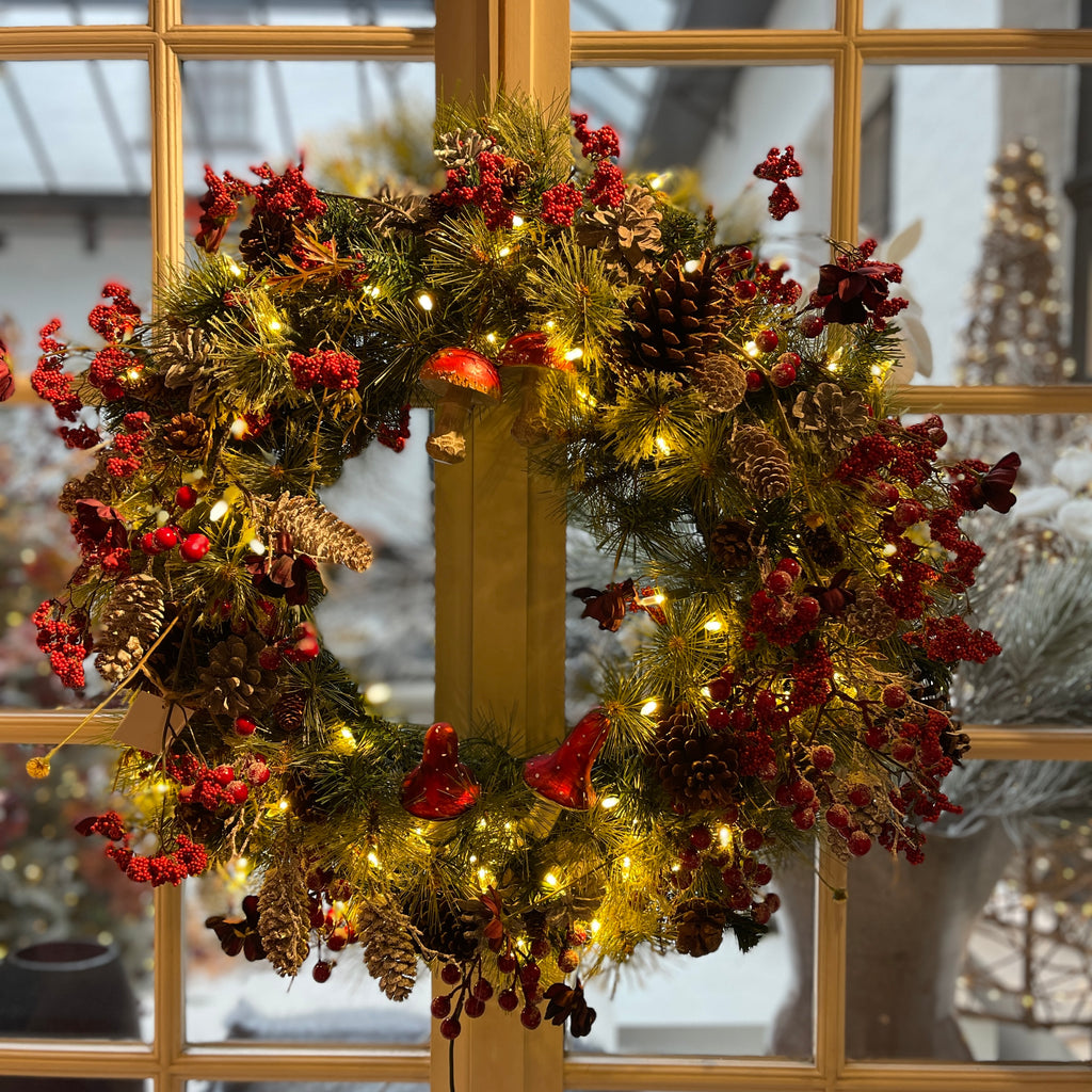 Groene Kerstkrans met rode accenten - Ø76 cm