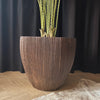 Magazijn Breit palmboompot bruin Carving