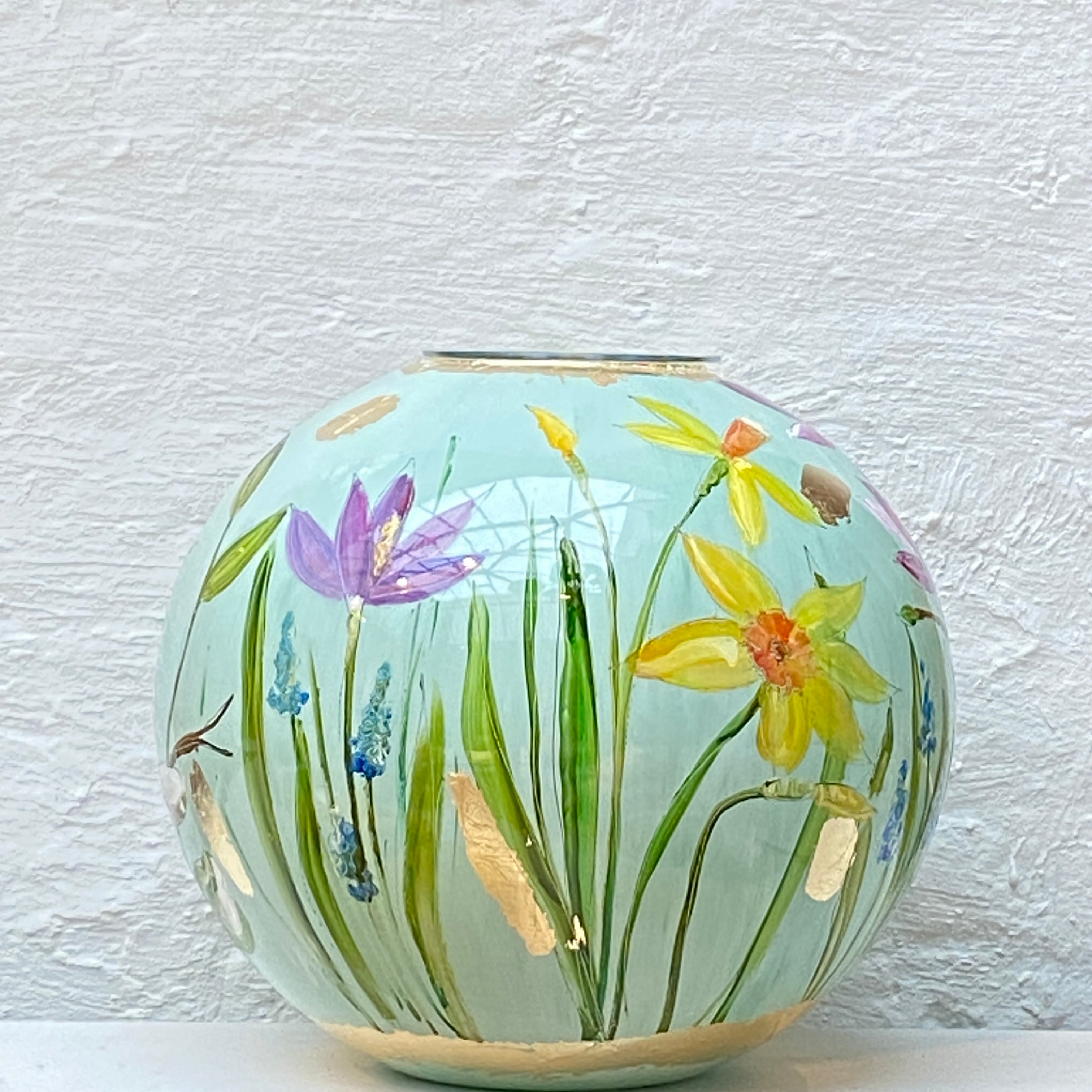 Doortje IJpelaar vase en verre peint à la main ÉDITION LIMITÉE "Pistache Spring" DE BORGHT EXCLUSIVE