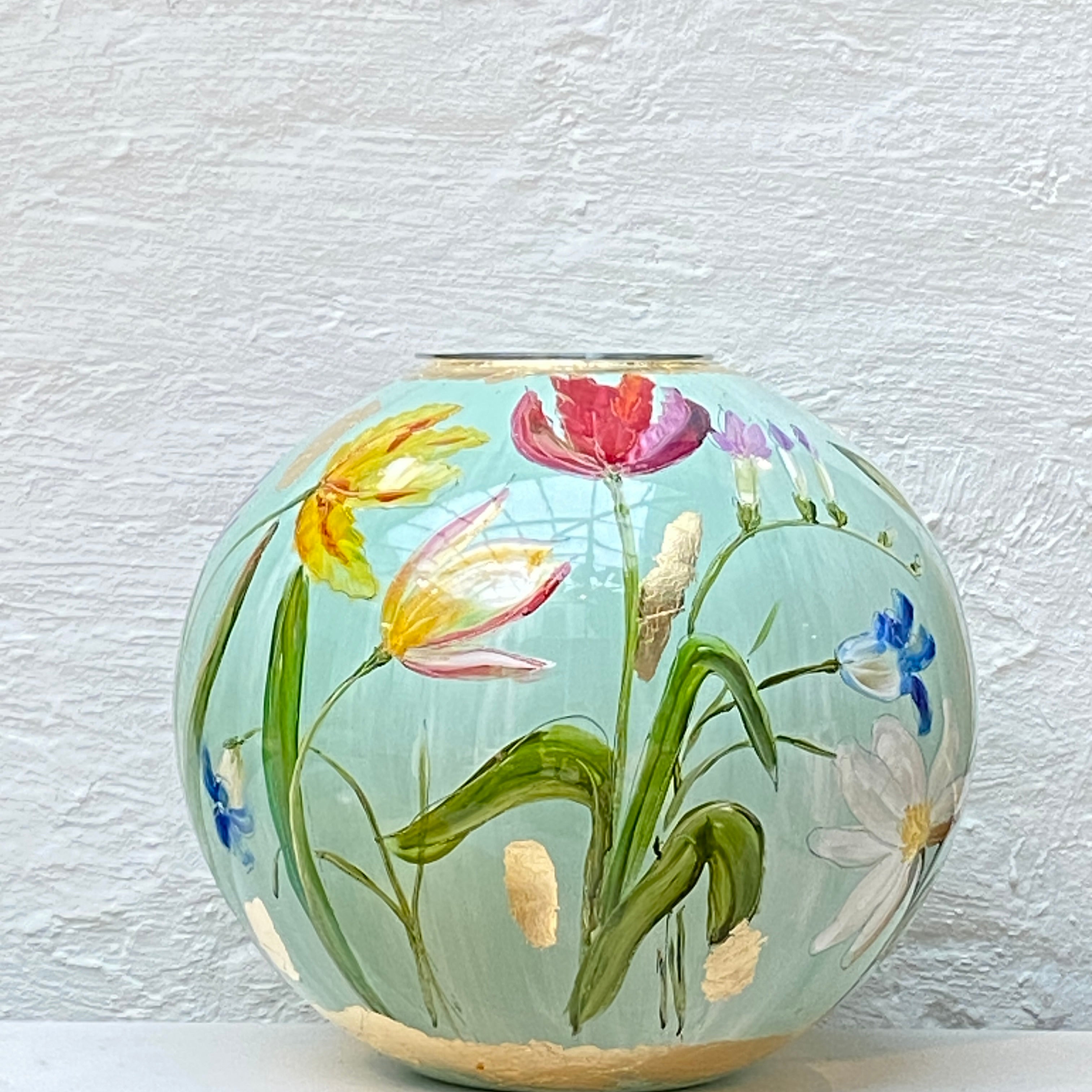 Doortje IJpelaar vase en verre peint à la main ÉDITION LIMITÉE "Pistache Spring" DE BORGHT EXCLUSIVE