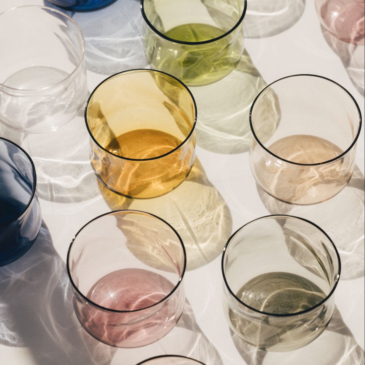 Paveau Kleurrijke Swirl waterglas Set van 2 - Dune (Oker)