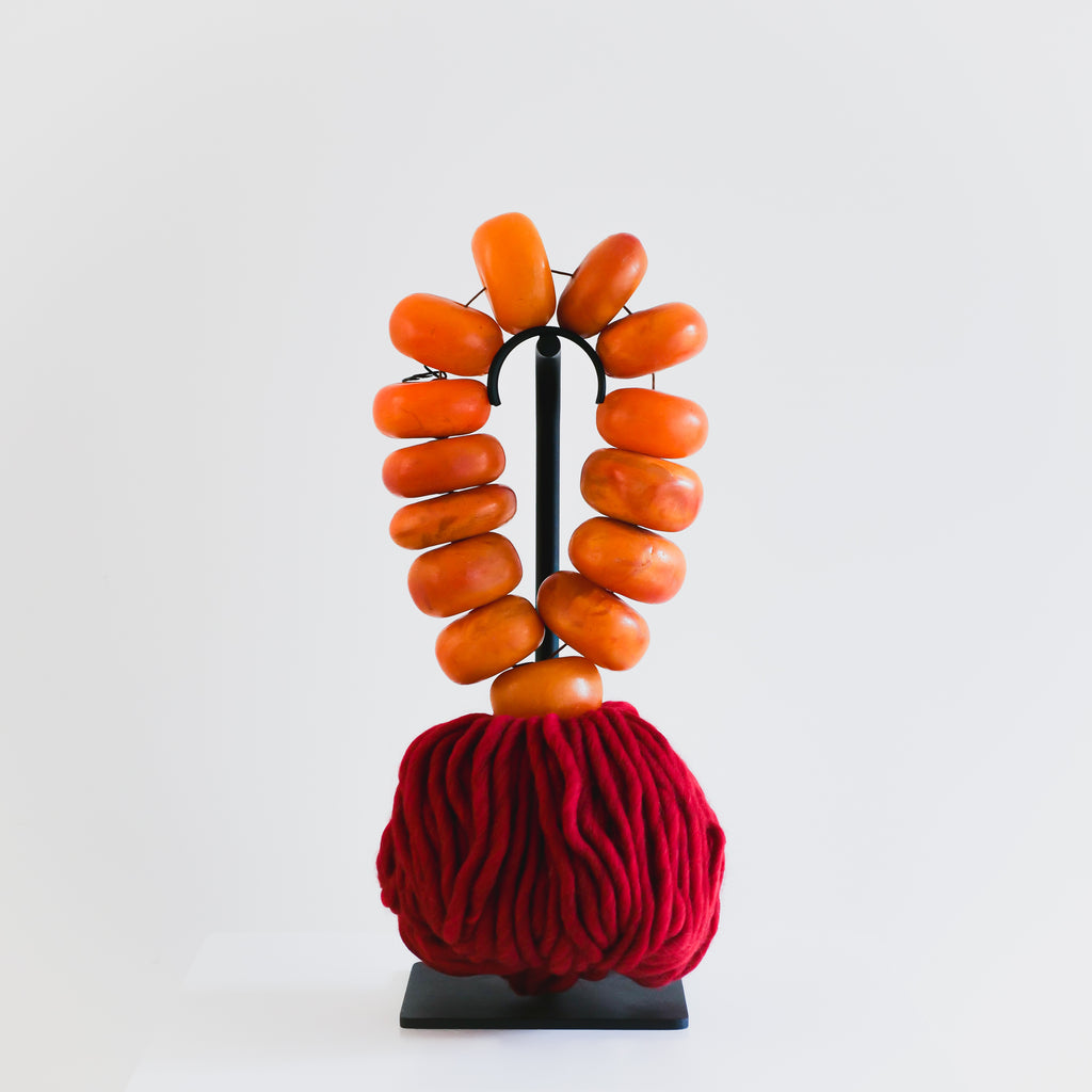 Studio Julia Atlas - Orange African Amber, Wool and Alpaca Tassel - Medium