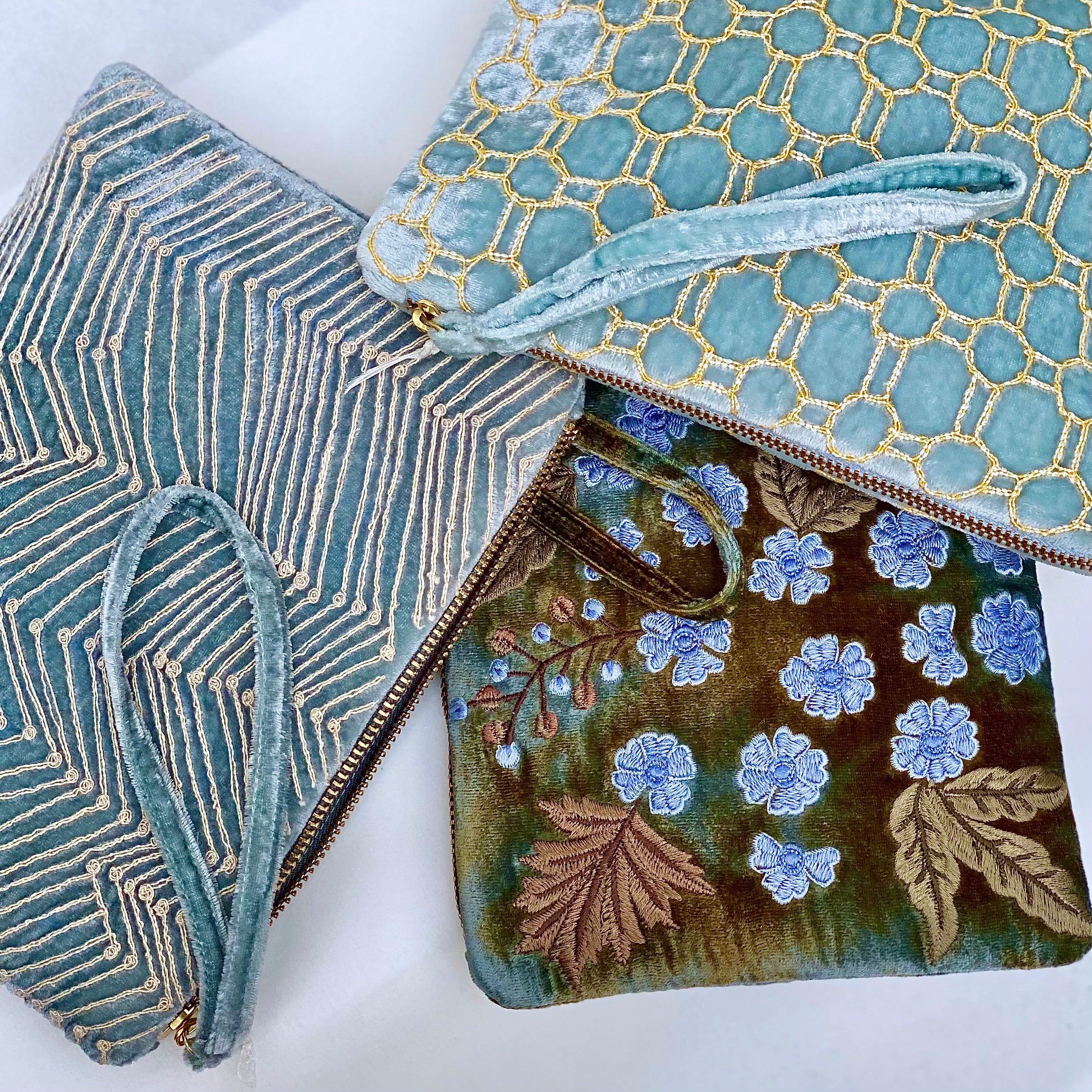 Anke Drechsel Pochette zippée brodée main