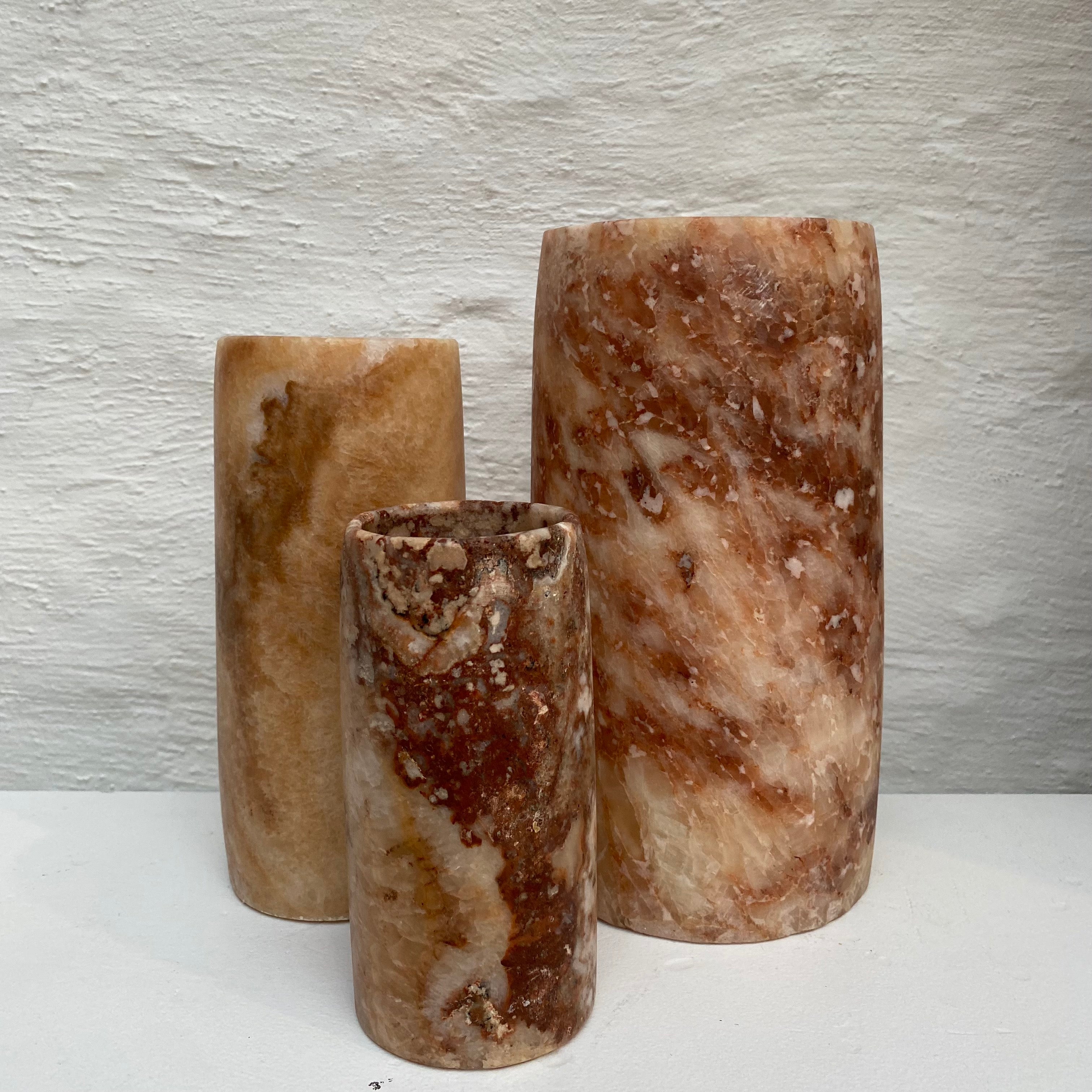 Alabaster theelichthouder cylinder VOORDEELSET