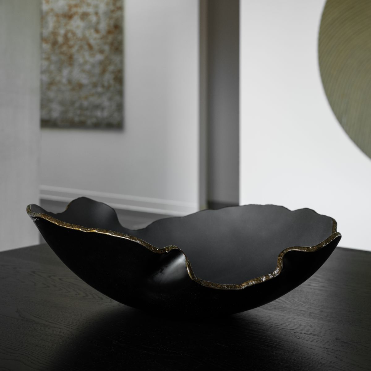 Regina Medeiros coupelle en verre Mapa noir mat topo bronze
