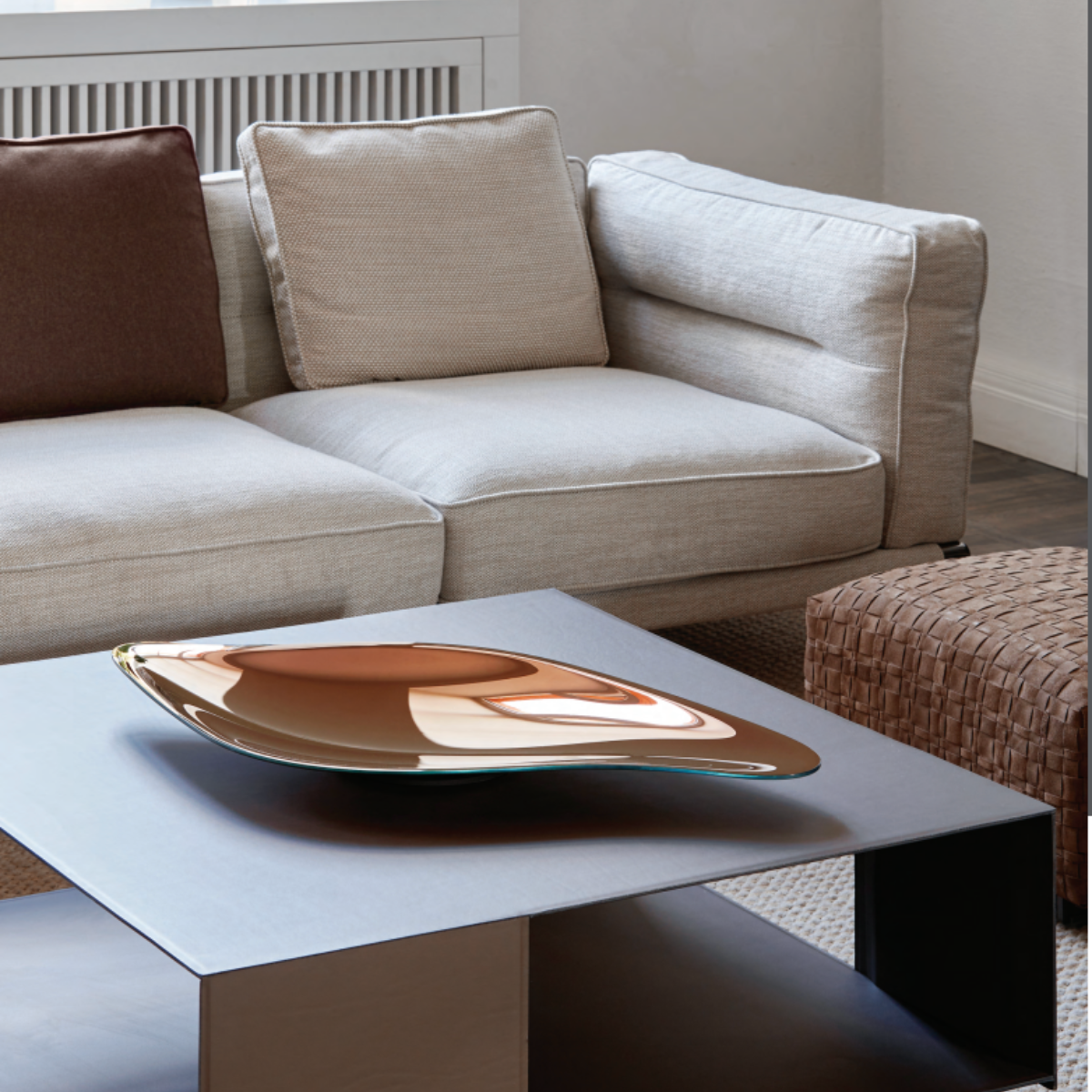 Flow - decoratief glazen object, titanium
