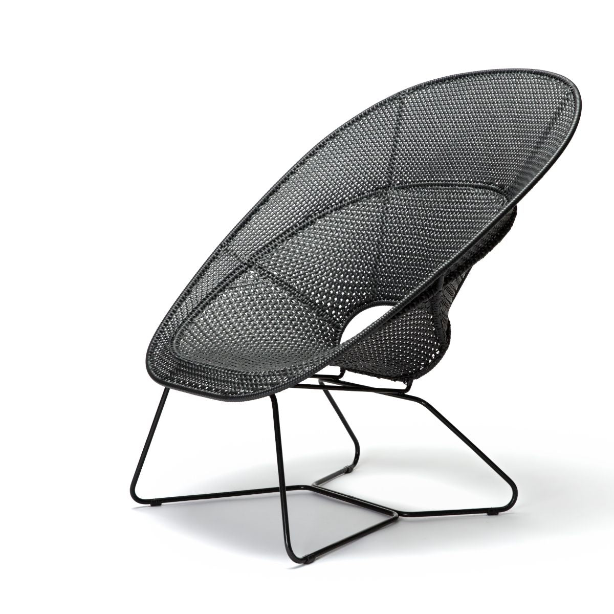 Feelgood designs Tornaux salon de jardin et repose-pieds cadre noir/rotin tressé extérieur